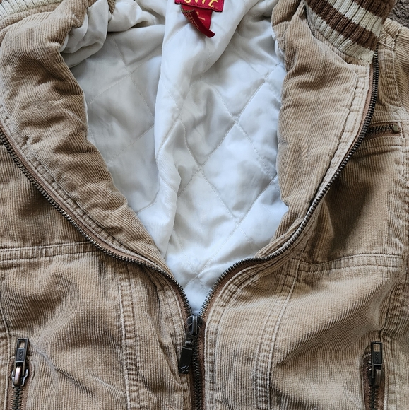 Y2K! Tan/White Striped Corduroy Bomber Jacket, Women's XS - Picture 7 of 10